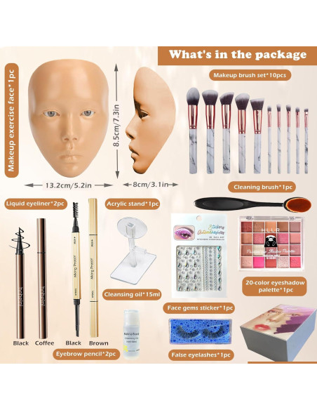 Kit de Maquillaje PG con Cara de Silicona y Brochas Kit de Maquillaje PG con Cara de Silicona y Brochas