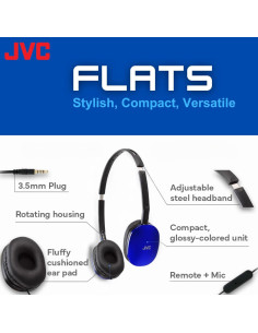 Auriculares JVC On Ear Plegables con Micrófono 1.2m Azul 2