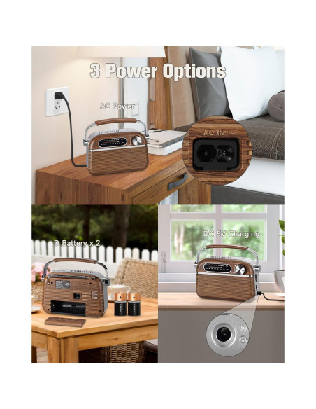 Radio Retro PRUNUS J-130 AM FM Bluetooth Madera Vintage Radio Retro PRUNUS J-130 AM FM Bluetooth Madera Vintage