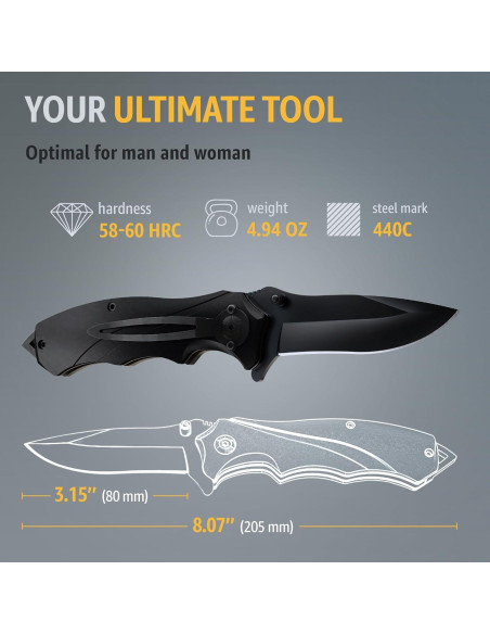 Cuchillo Táctico Plegable Grand Way 20.5 cm con Clip y Rompedor Cuchillo Táctico Plegable Grand Way 20.5 cm con Clip y Rompedor