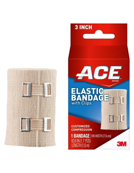 Venda Elástica ACE 7.6 cm con Clips, Soporte para Codo y Tobillo Venda Elástica ACE 7.6 cm con Clips, Soporte para Codo y Tobillo