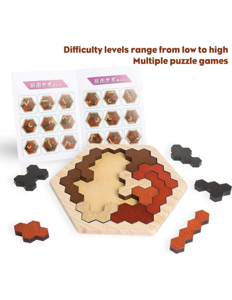 Rompecabezas Hexagonal de Madera Skrtuan 16 Piezas Educativo Rompecabezas Hexagonal de Madera Skrtuan 16 Piezas Educativo