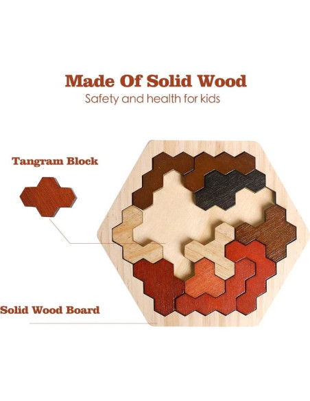 Rompecabezas Hexagonal de Madera Skrtuan 16 Piezas Educativo Rompecabezas Hexagonal de Madera Skrtuan 16 Piezas Educativo