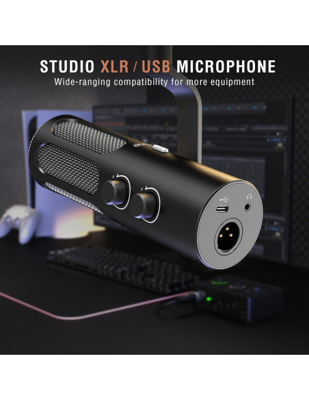 Micrófono Dinámico XLR/USB FIFINE TANK3 para Podcasting Micrófono Dinámico XLR/USB FIFINE TANK3 para Podcasting