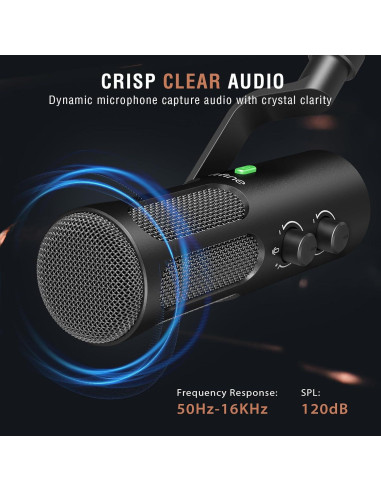 Micrófono Dinámico XLR/USB FIFINE TANK3 para Podcasting
