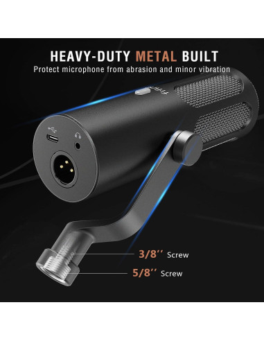 Micrófono Dinámico XLR/USB FIFINE TANK3 para Podcasting