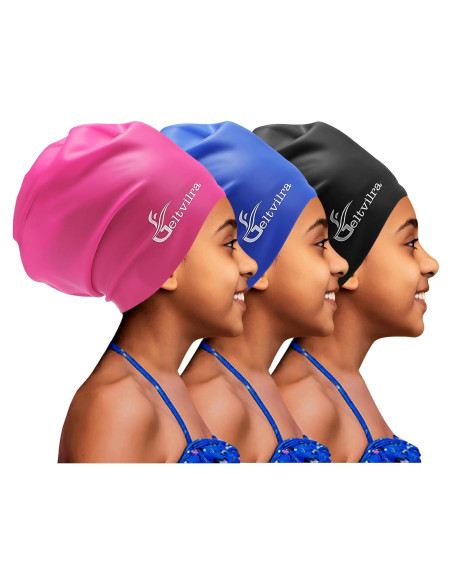 Paquete de 3 Gorras de Baño Silicona Geltvilra Extra Grande Paquete de 3 Gorras de Baño Silicona Geltvilra Extra Grande