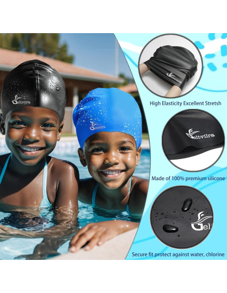 Paquete de 3 Gorras de Baño Silicona Geltvilra Extra Grande Paquete de 3 Gorras de Baño Silicona Geltvilra Extra Grande