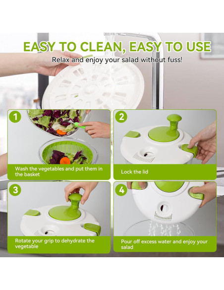 Espiralador de Ensalada XAYCDEHN 5 Cuartos Verde Blanco Espiralador de Ensalada XAYCDEHN 5 Cuartos Verde Blanco