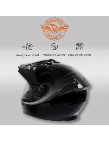 Casco Modular Milwaukee MPH9821DOT Negro Brillante Pequeño