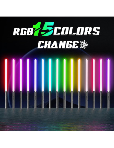Sable de Luz LED MAMXUAN Paquete de 2 Recargables 15 Colores