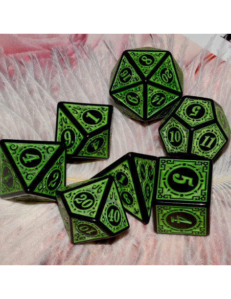 Conjunto de Dados DND Verde y Negro 7 Piezas QiAN SiMAi Conjunto de Dados DND Verde y Negro 7 Piezas QiAN SiMAi