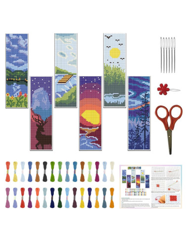 Kit de Bordado de Puntos de Cruz FREEBLOSS 30 Colores 6 Piezas