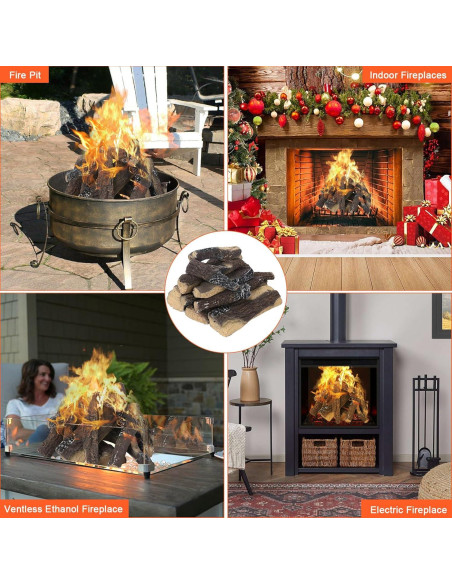 QuliMetal Juego 10 Troncos Falsos para Chimenea 37 cm QuliMetal Juego 10 Troncos Falsos para Chimenea 37 cm