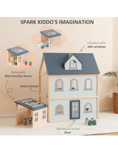 Casa de Muñecas de Madera PairPear 3 Pisos con 64 Accesorios 2