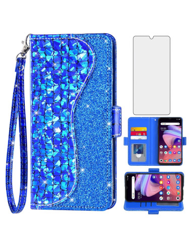 Funda Asuwish para TCL 10 SE Azul con tapa y soporte