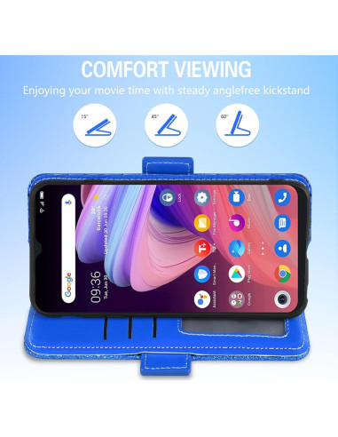Funda Asuwish para TCL 10 SE Azul con tapa y soporte