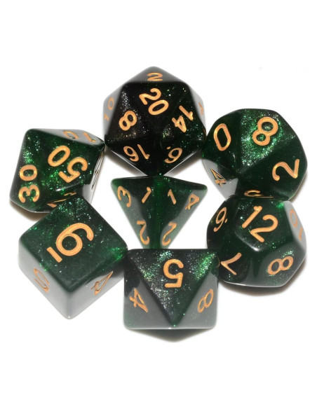 Dados Poliedricos DND 7 Piezas Verde Negro ALiuxiluo Dados Poliedricos DND 7 Piezas Verde Negro ALiuxiluo