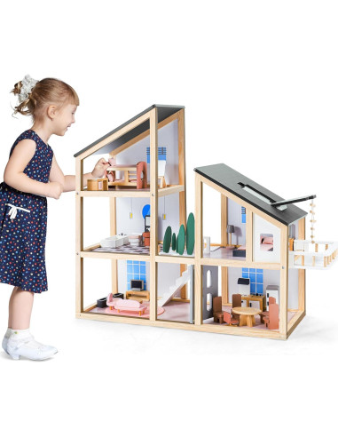 Casa de Muñecas de Madera JoyLike Grande 83.5x30x73.5cm