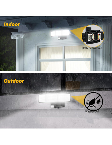 Luz de Sensor de Movimiento AIXPI 1500LM IP65 Batería Exterior