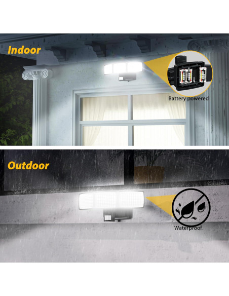 Luz de Sensor de Movimiento AIXPI 1500LM IP65 Batería Exterior Luz de Sensor de Movimiento AIXPI 1500LM IP65 Batería Exterior