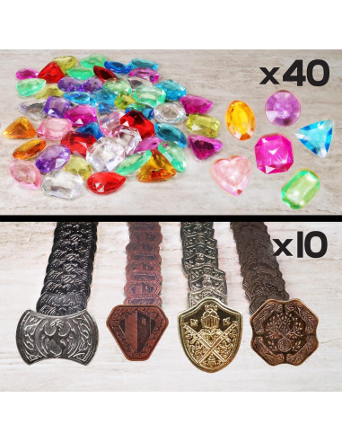 Set de Fichas de Tesoro Enhance - 40 Fichas Metálicas y Gemas