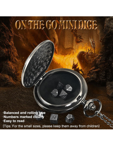 Set de Dados DND Kabinka 7pcs Metal Dragón Plata Antigua