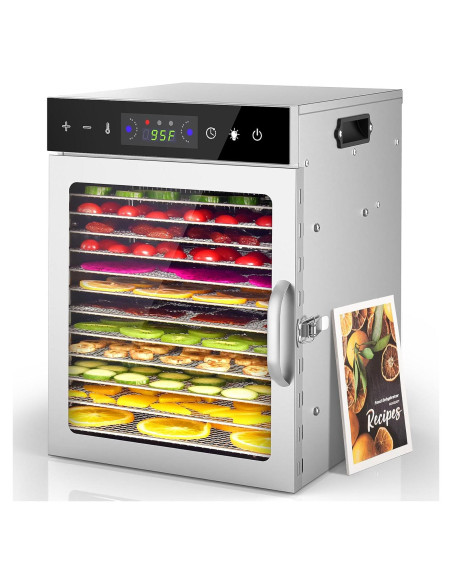 Deshidratador de Alimentos HOPERAN 12 Bandejas Acero Inoxidable Deshidratador de Alimentos HOPERAN 12 Bandejas Acero Inoxidable