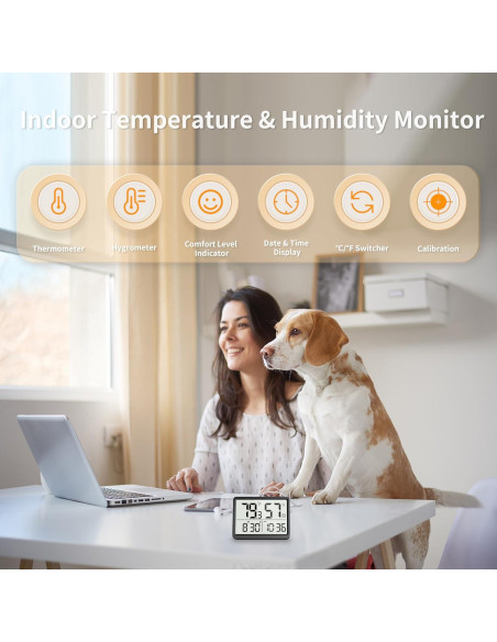 Termómetro de habitación DOOMAY - Monitor de temperatura y humedad LCD Termómetro de habitación DOOMAY - Monitor de temperatura y humedad LCD