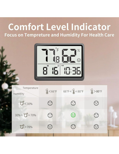 Termómetro de habitación DOOMAY - Monitor de temperatura y humedad LCD