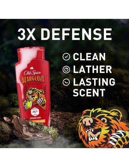 Gel de Ducha Old Spice Bearglove 24 oz x 4, Aroma Fresco Gel de Ducha Old Spice Bearglove 24 oz x 4, Aroma Fresco