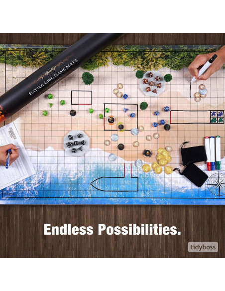 TIDYBOSS Mat de Juego DnD 3x Lados Dobles 24x36 cm Terrenos TIDYBOSS Mat de Juego DnD 3x Lados Dobles 24x36 cm Terrenos
