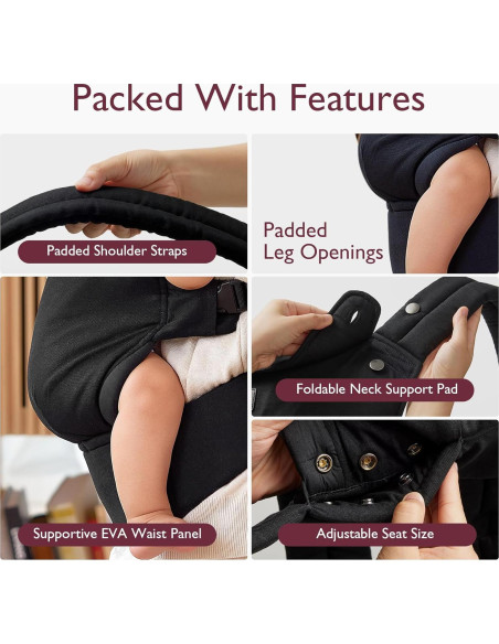 Momcozy Portabebés Ergonómico Negro 3 en 1 para 3-20 kg Momcozy Portabebés Ergonómico Negro 3 en 1 para 3-20 kg