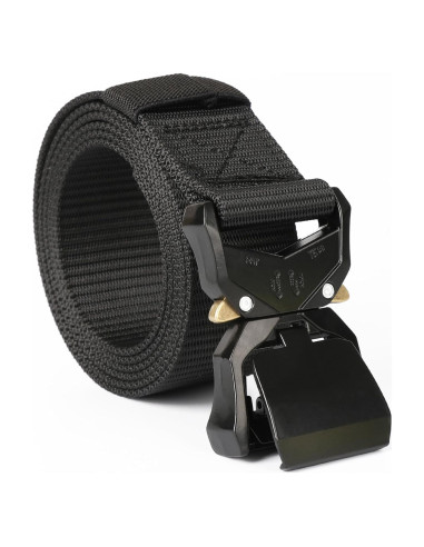 Cinturón Táctico Hombre Negro Ajustable 3.81 cm Nylon