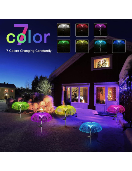 Luces Solares Vosaro de Flores 7 Colores para Jardín 3 PCS Luces Solares Vosaro de Flores 7 Colores para Jardín 3 PCS