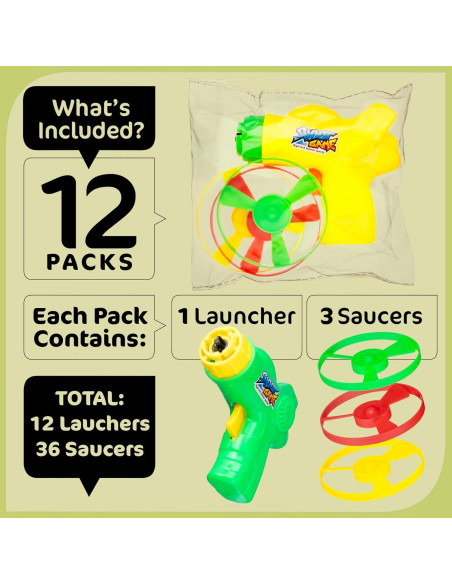 Paquete de 12 Lanzadores de Disco Volador Srenta para Niños y Gatos Paquete de 12 Lanzadores de Disco Volador Srenta para Niños y Gatos