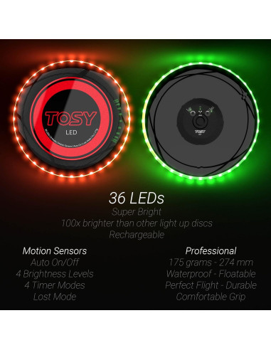 Disco Volador TOSY 36 LEDs RGB Recargable 175g