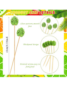 Palillos de Cóctel WILLBOND 200 Pcs Bambú Monstera Deliciosa 2