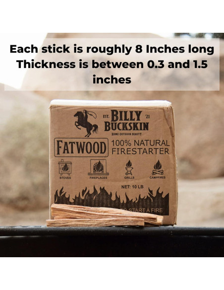 Palos de Encendido Fatwood Billy Buckskin 4,54 kg Palos de Encendido Fatwood Billy Buckskin 4,54 kg