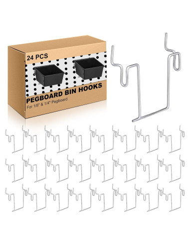 Ganchos de Bin para Tablero de Clavos Tandefio - 24 Pcs Metal