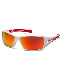 Gafas de Seguridad Pyramex Velar Marco Blanco-Rojo Lente Espejo