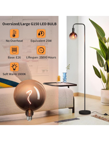 Lámpara de Pie ONEWISH Industrial Minimalista 1800K LED Lámpara de Pie ONEWISH Industrial Minimalista 1800K LED