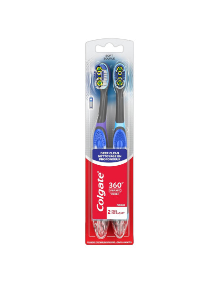 Cepillo de dientes eléctrico Colgate 360 Vibrate 2 unidades Cepillo de dientes eléctrico Colgate 360 Vibrate 2 unidades