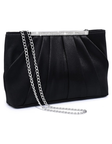 Bolso de Noche Plisado Dasein para Mujeres - Negro