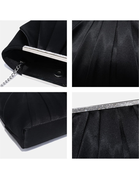 Bolso de Noche Plisado Dasein para Mujeres - Negro Bolso de Noche Plisado Dasein para Mujeres - Negro