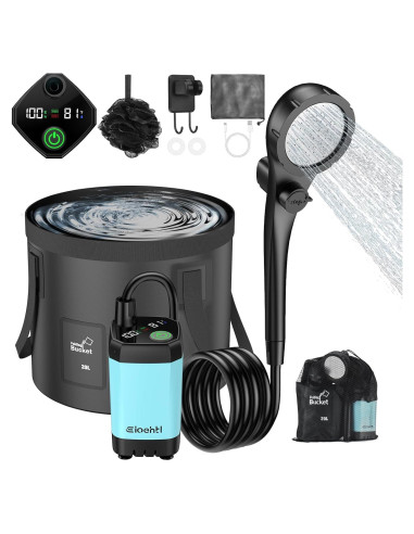 Ducha Portátil Eioehtl 6000mAh con Pantalla LED y Cubo 20L