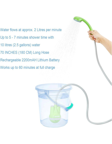 Ducha Portátil RISEPRO con Batería Recargable y USB Ducha Portátil RISEPRO con Batería Recargable y USB