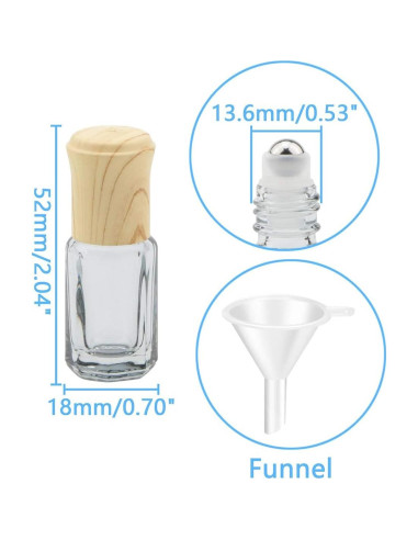10 Botellas de Vidrio Negro 3ml con Rodillo Newzoll y Embudos