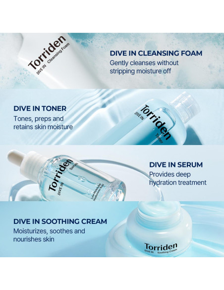 Kit de Cuidado de Piel Torriden DIVE IN 4 Pasos Coreano Kit de Cuidado de Piel Torriden DIVE IN 4 Pasos Coreano