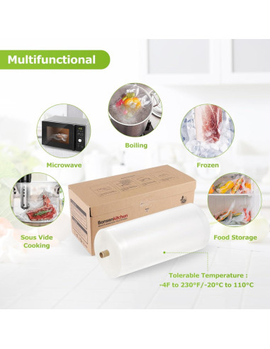Bolsas de Sellado al Vacío Bonsenkitchen 11" x 45.7m con Cortador